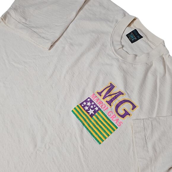 Vintage Tees Unlimited Mardi Gras T Shirt Mens XXL White Single Stitch USA - Picture 1 of 10